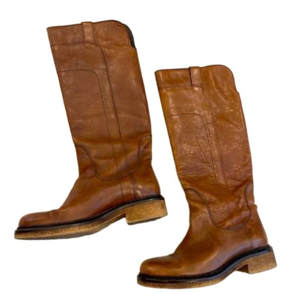 Boemos Brown Chestnut Genuine Leather Riding Boots size 37 / 6.5 - 7 - Picture 1 of 10